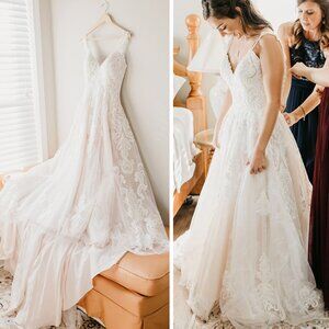 Allure Bridal Champagne/Ivory Ornate Embroidered A-line Wedding Dress